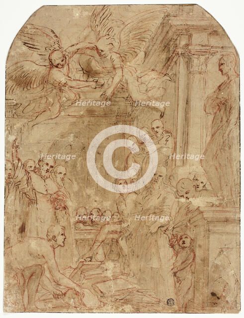 Study for the Trial of Saint Dominic's and Albigensian Books by Fire, 1614/16. Creator: Leonello Spada.