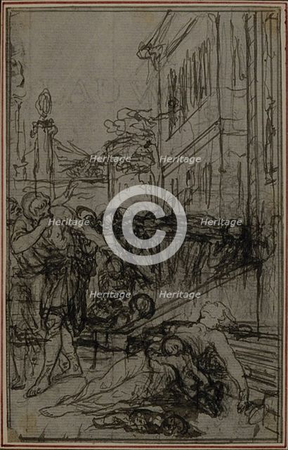 Study for the Vignette of Lucretius's "De la Nature des Choses", Vol. II, Book VI, c. 1768. Creator: Hubert Francois Gravelot.