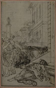 Study for the Vignette of Lucretius's "De la Nature des Choses", Vol. II, Book VI, c. 1768. Creator: Hubert Francois Gravelot