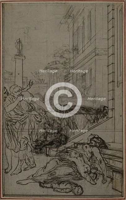 Study for the Vignette of Lucretius's "De la Nature des Choses", Vol. II, Book VI, c. 1768. Creator: Hubert Francois Gravelot.