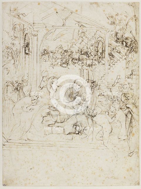 Study for the Adoration of the Magi, ca 1481. Creator: Leonardo da Vinci (1452-1519).