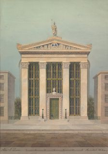 Study for the Astor Library, New York, 1843. Creator: Alexander Jackson Davis