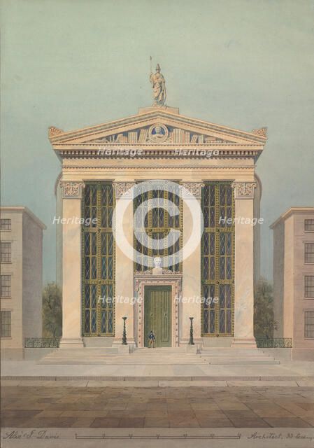 Study for the Astor Library, New York, 1843. Creator: Alexander Jackson Davis.