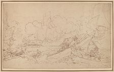 Study for The Battle of La Hogue [recto], 1778. Creator: Benjamin West