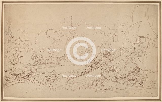 Study for The Battle of La Hogue [recto], 1778. Creator: Benjamin West.