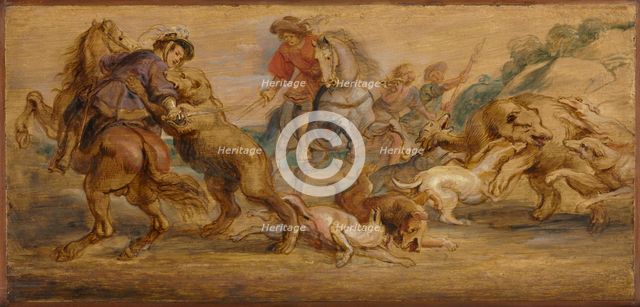 Study for "The Bear Hunt" (for the Alcázar, Madrid), c. 1639. Creator: Peter Paul Rubens (Flemish, 1577-1640).