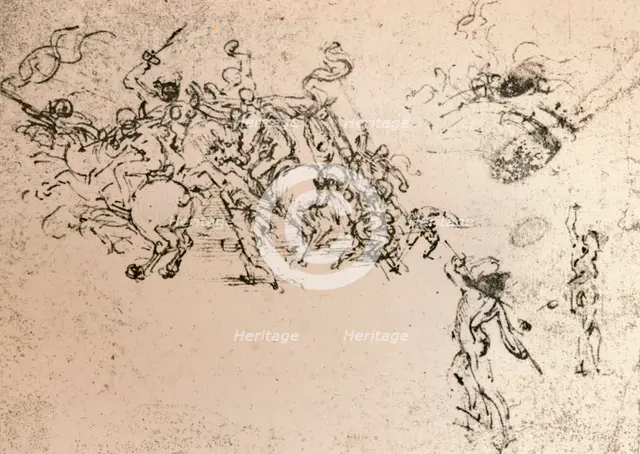 Study for the cartoon of the Battle of Anghiari, c1472-c1505 (1883). Artist: Leonardo da Vinci.