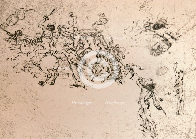 Study for the cartoon of the Battle of Anghiari, c1472-c1505 (1883). Artist: Leonardo da Vinci.