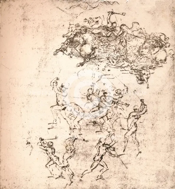 Study for the cartoon of the Battle of Anghiari, c1472-c1505 (1883). Artist: Leonardo da Vinci.