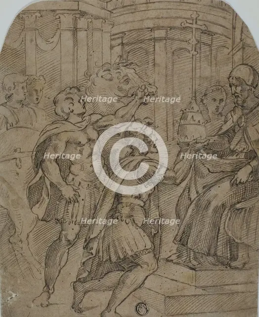 Study for the Emperor Constantine Offering the Tiara to Pope Sylvester, n.d. Creator: After Raffaello Sanzio, called Raphael  Italian, 1483-1546.