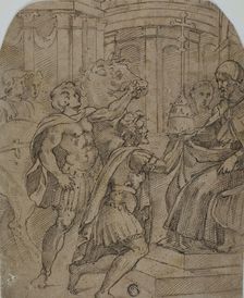Study for the Emperor Constantine Offering the Tiara to Pope Sylvester, n.d. Creator: After Raffaello Sanzio, called Raphael Italian, 1483-1546