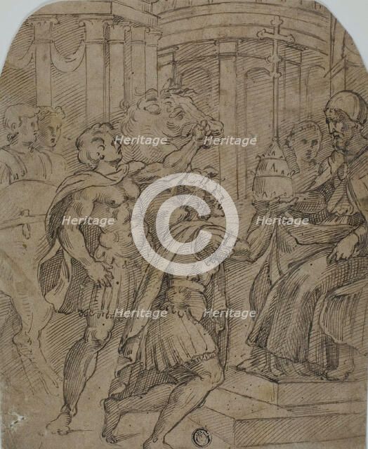 Study for the Emperor Constantine Offering the Tiara to Pope Sylvester, n.d. Creator: After Raffaello Sanzio, called Raphael  Italian, 1483-1546.