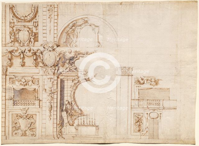Study for the Essequie Conducted in San Lorenzo, Florence...in Honour of…Emperor Ferdinand II, 1637. Creator: Alfonso Parigi (Italian, 1606-1656).