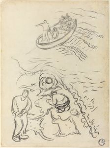 Study for "The Fishermen" with Men Emptying the Nets (Etude pour "Les Pêcheurs"...), 1894/1895. Creator: Georges Lacombe