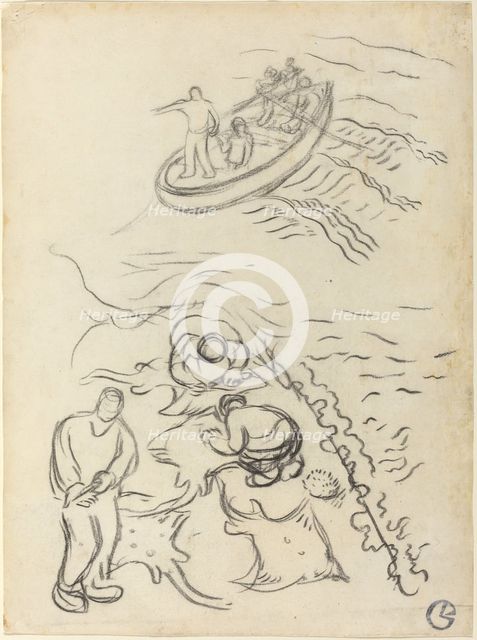 Study for "The Fishermen" with Men Emptying the Nets (Etude pour "Les Pêcheurs"...), 1894/1895. Creator: Georges Lacombe.