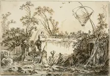 Study for the Frontispiece, for Varie Vedute del Gentile, c. 1755. Creator: Jean Baptiste Le Prince