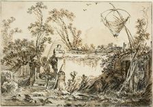 Study for the Frontispiece, for Varie Vedute del Gentile, c. 1755. Creator: Jean Baptiste Le Prince