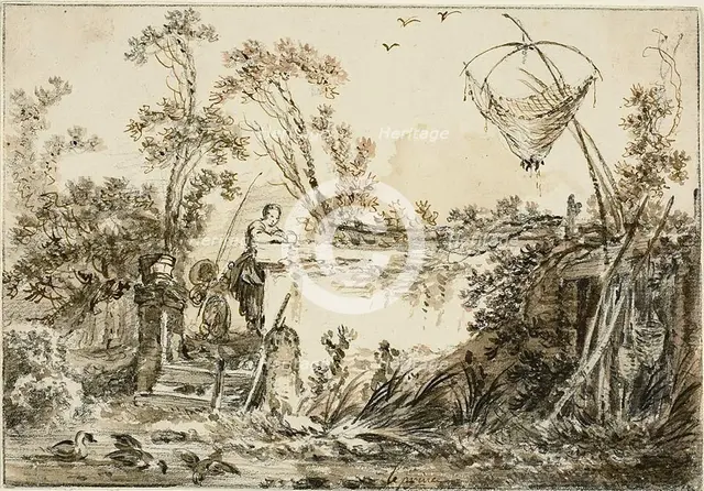 Study for the Frontispiece, for Varie Vedute del Gentile, c. 1755. Creator: Jean Baptiste Le Prince.