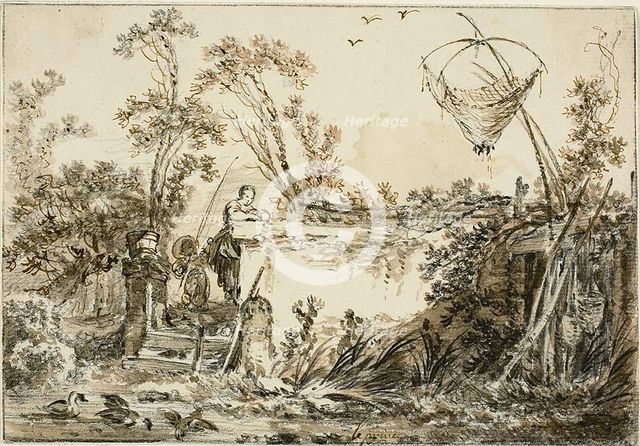 Study for the Frontispiece, for Varie Vedute del Gentile, c. 1755. Creator: Jean Baptiste Le Prince.