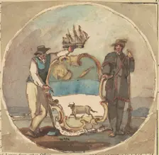Study for "The Great Seal of the State of Delaware", c. 1847. Creator: Thomas Sully