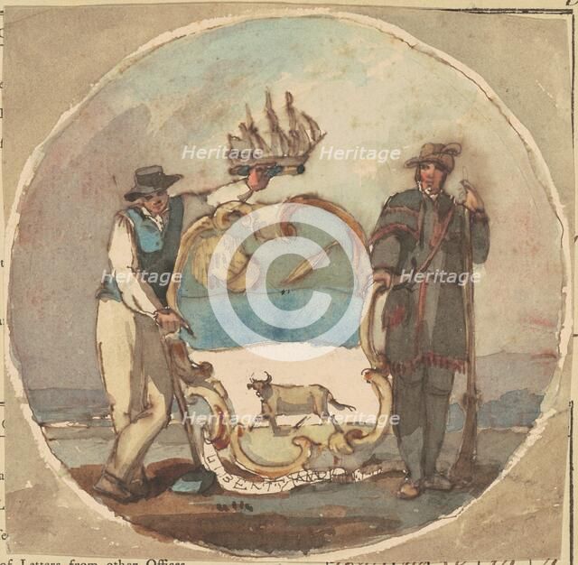 Study for "The Great Seal of the State of Delaware", c. 1847. Creator: Thomas Sully.