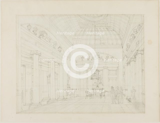 Study for The Hall, Carlton House, from Microcosm of London, c. 1808. Creator: Augustus Charles Pugin.