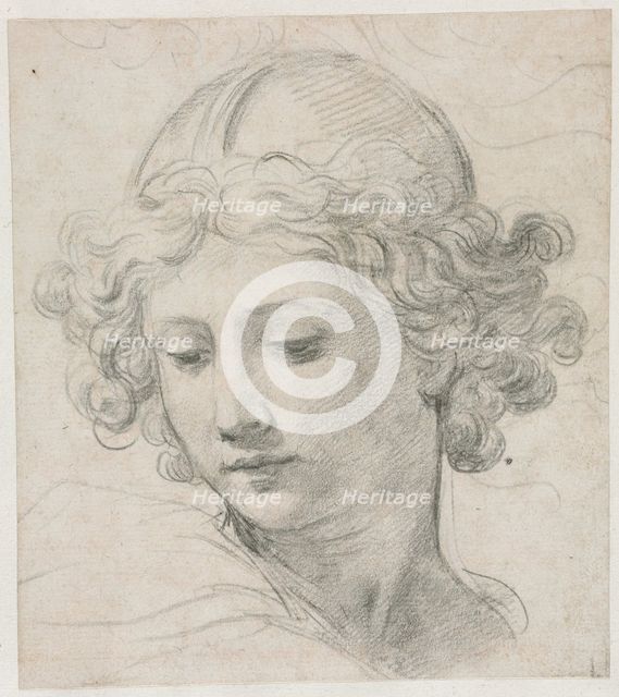 Study for the Head of St. Michael, 1633. Creator: Pietro da Cortona (Italian, 1596-1669).