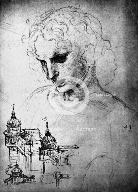 Study for the head of St James and an architectural drawing, 15th century (1930).Artist: Leonardo da Vinci