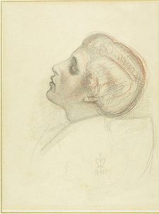 Study for the Head of the Rescuing Lover in Escape of the Heretic, 1857. Creator: John Everett Millais