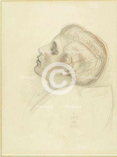 Study for the Head of the Rescuing Lover in Escape of the Heretic, 1857. Creator: John Everett Millais.