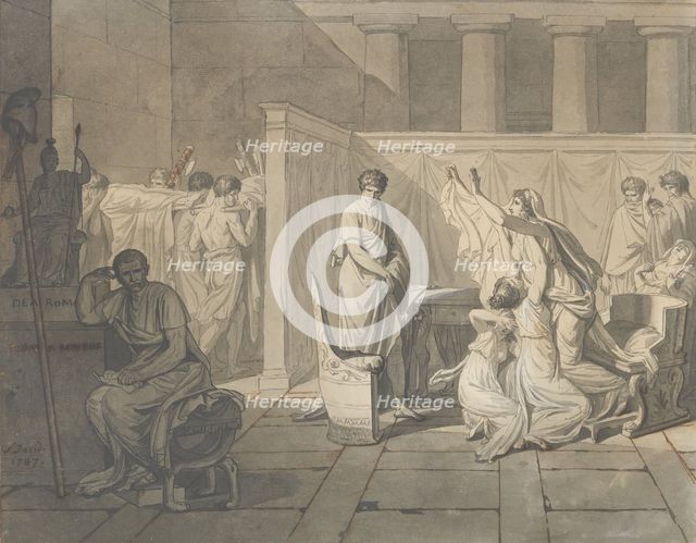 Study for The Lictors Bringing Brutus the Bodies of his Sons, 1787. Creator: Jacques-Louis David.
