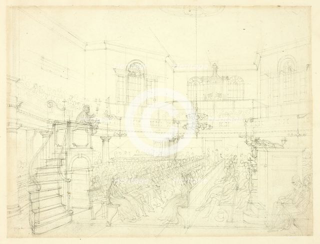 Study for The Magdalen Chapel, from Microcosm of London, c. 1809. Creator: Augustus Charles Pugin.