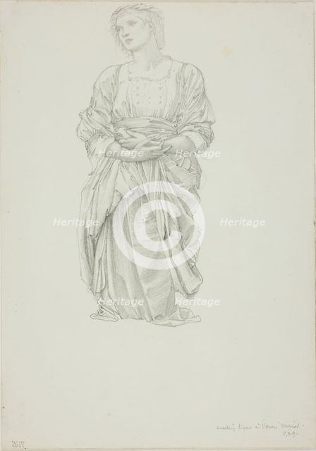 Study for 'The Mirror of Venus': Kneeling Female Figure, c. 1873-77. Creator: Sir Edward Coley Burne-Jones.