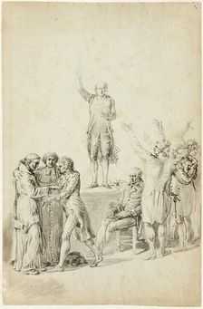 Study for The Oath of the Tennis Court: Bailly Standing on the Desk, Asking for a Vote, c. 1791. Creator: Jean Pierre Norblin