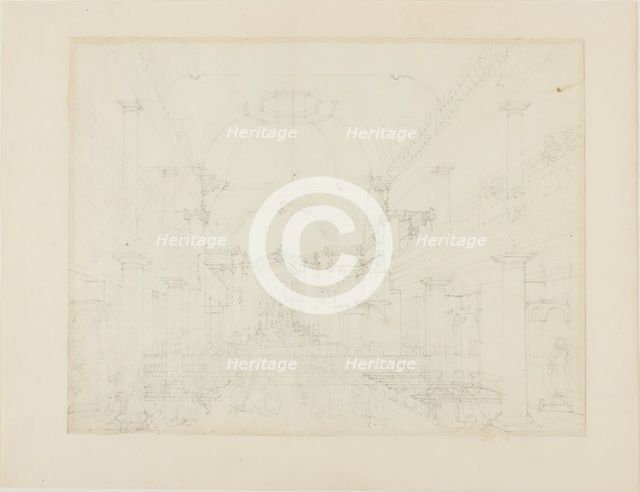 Study for The Roman Catholic Chapel, Lincoln's Inn Fields, from Microcosm of London, c. 1808. Creator: Augustus Charles Pugin.