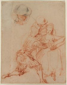 Study for "The Romancer" (Le Conteur), c. 1716. Creator: Jean Antoine Watteau (French, 1684-1721)