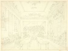 Study for Trinity House, from Microcosm of London (recto); Architectural Sketch of Row House..., c. Creator: Augustus Charles Pugin