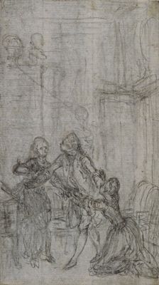 Study for Vignette-Frontispiece in Charles-Simon Favart's "L'Amitié à L'Epreuve", c. 1771. Creator: Hubert Francois Gravelot