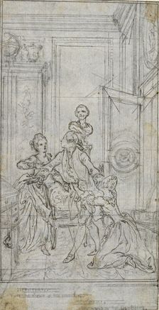 Study for Vignette-Frontispiece in Charles-Simon Favart's "L'Amitié à l'Epreuve", c. 1771. Creator: Hubert Francois Gravelot