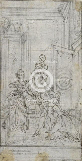 Study for Vignette-Frontispiece in Charles-Simon Favart's "L'Amitié à l'Epreuve", c. 1771. Creator: Hubert Francois Gravelot.