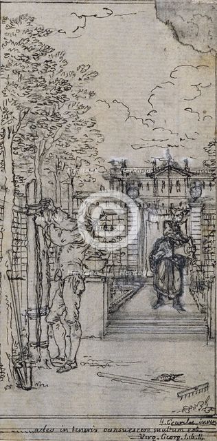 Study for Vignette-Frontispiece in Poncelet's "Principes Generaux pour Servir à l'Educa..., c. 1763. Creator: Hubert Francois Gravelot.