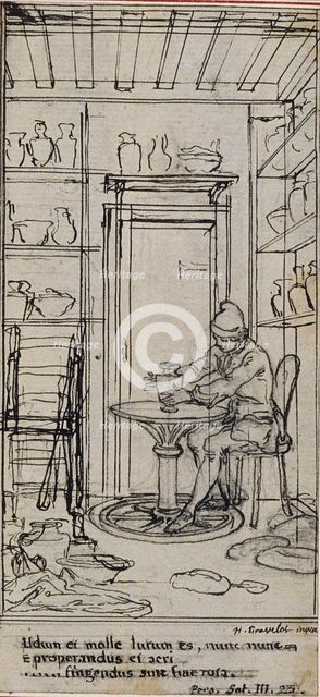 Study for Vignette-Frontispiece in Poncelot's "Principes Generaux pour Servir à l'Educa..., c. 1763. Creator: Hubert Francois Gravelot.
