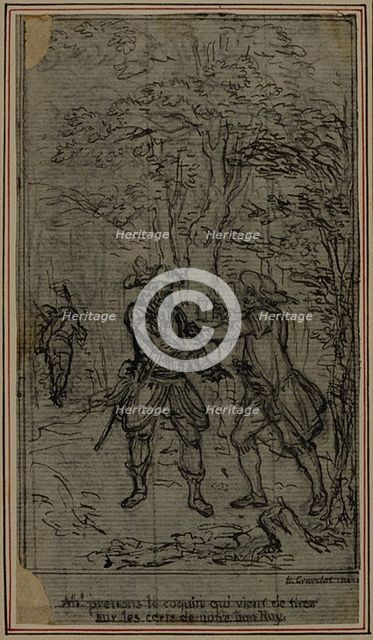 Study for Vignette-Frontispiece of Colle's "La Partie de Chasse de Henri IV", Act II, c. 1766. Creator: Hubert Francois Gravelot.