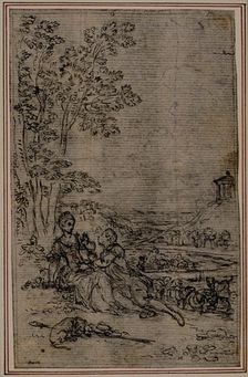 Study for Vignette in Fontanelle's (attr.) "Les Amours de Mirtil", Canto I, c. 1761. Creator: Hubert Francois Gravelot