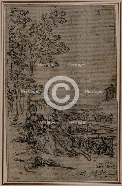 Study for Vignette in Fontanelle's (attr.) "Les Amours de Mirtil", Canto I, c. 1761. Creator: Hubert Francois Gravelot.