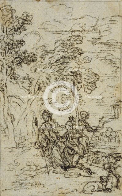 Study for Vignette in Fontenelle's (attr.) "Les Amours de Mirtil", Canto III, c. 1761. Creator: Hubert Francois Gravelot.