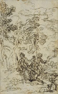 Study for Vignette in Fontenelle's (attr.) "Les Amours de Mirtil", Canto III, c. 1761. Creator: Hubert Francois Gravelot