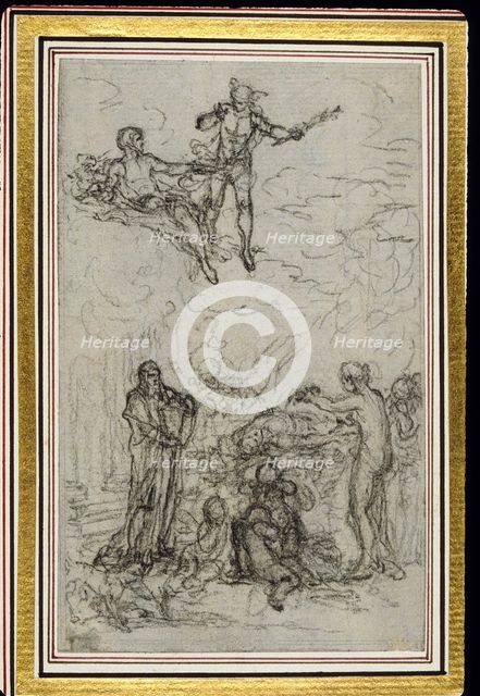 Study for Vignette in Fontenelle's (attr.) "Les Amours de Mirtil", Canto VI, c. 1761. Creator: Hubert Francois Gravelot.