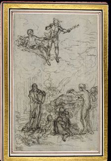 Study for Vignette in Fontenelle's (attr.) "Les Amours de Mirtil", Canto VI, c. 1761. Creator: Hubert Francois Gravelot