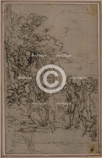 Study for Vignette in Fontenelle's (attr.) "Les Amours de Mirtil", Canto II, c. 1761. Creator: Hubert Francois Gravelot.